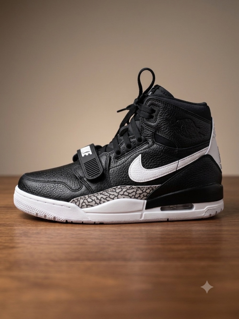 Nike Jordan Legacy Kids Black and White High-Top Sneakers with Elephant Print